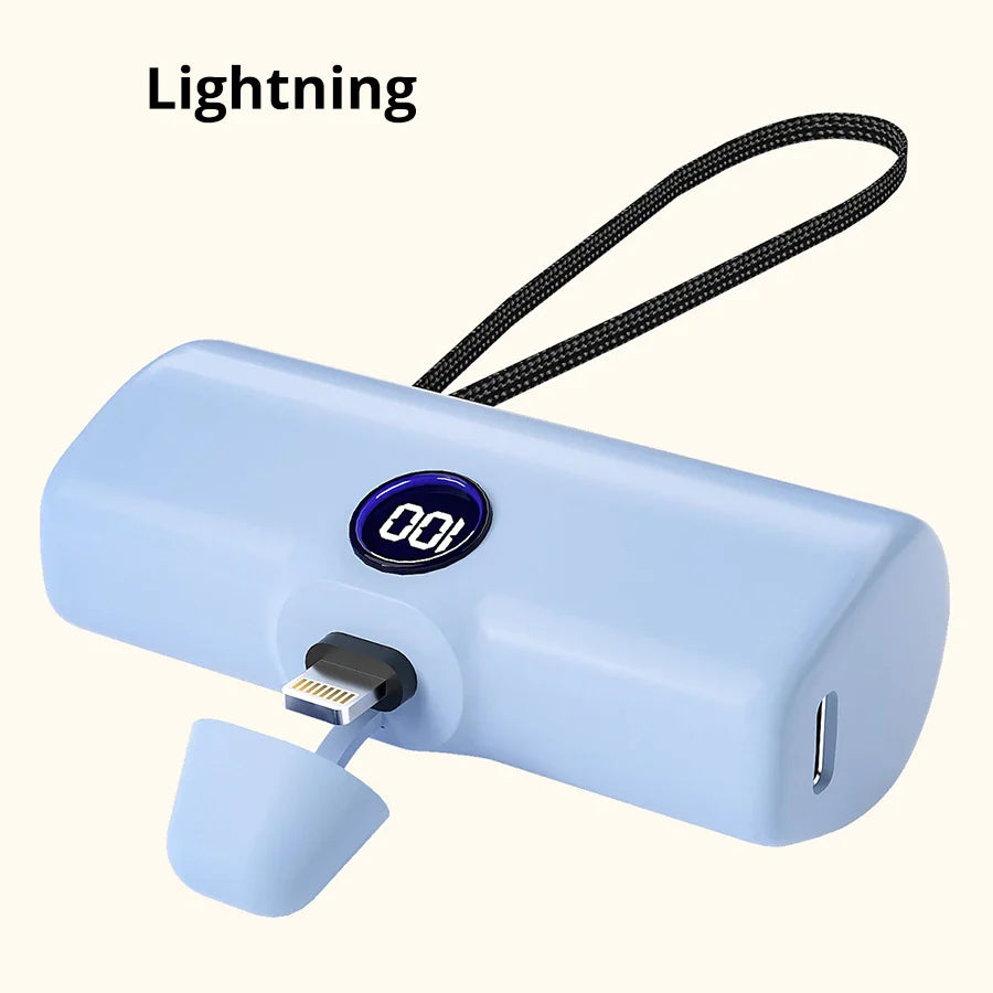 Externer Akku Mini Liboer 5000mAh | Schnellladegerät mit LED-Anzeige und Type-C/Lightning-Anschluss