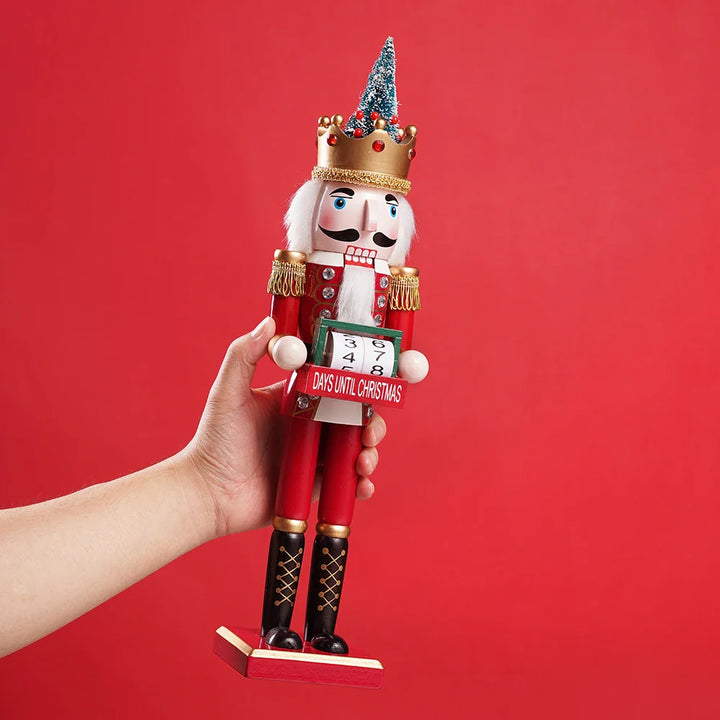 42CM Weihnachten Nussknacker Kalender dekorative Ornament - Holzhandwerk Nussknacker Puppet