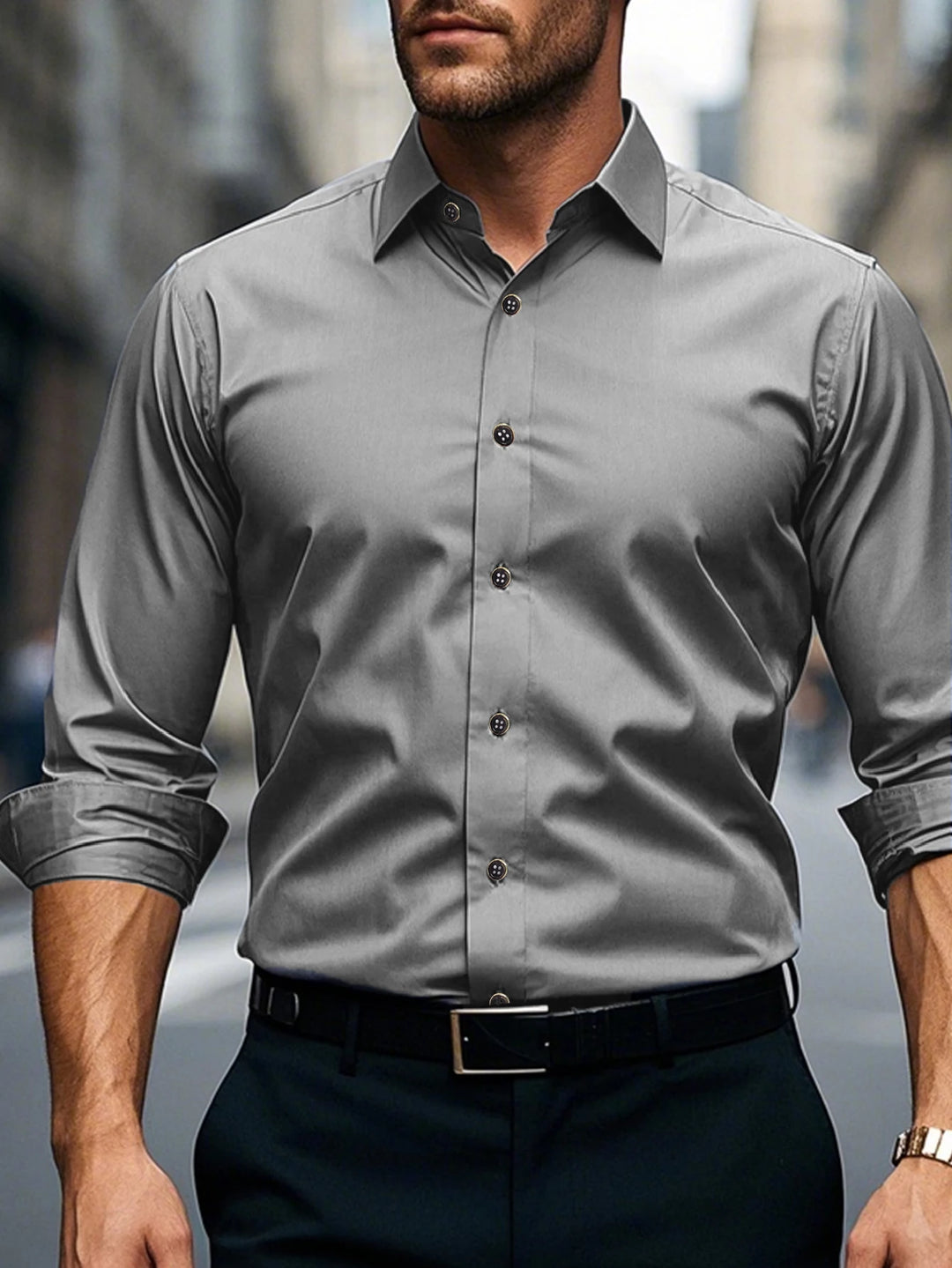 Herren Business-Hemd | Weißes Langarm Hemd aus Stretch, modern & elegant