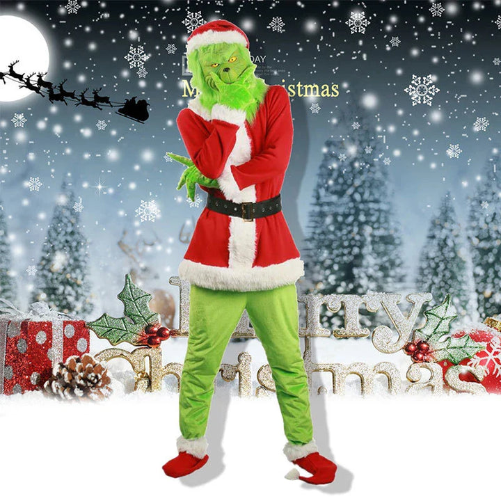 Grinch Weihnachtskostüm Erwachsene Fleece | Komplettset