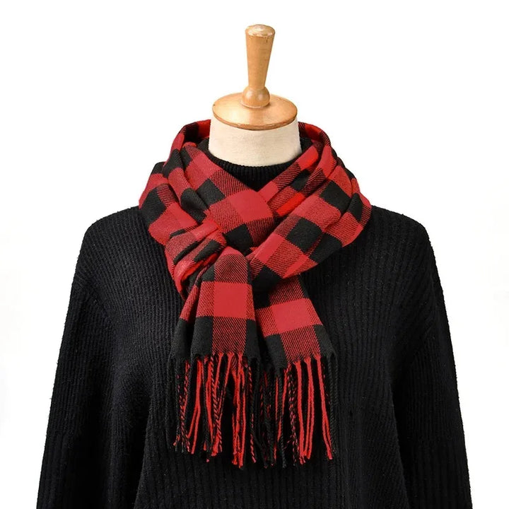 Herren Plaid Winterschal - Hohe Qualität, Warmer Streifen Schal mit Quasten
