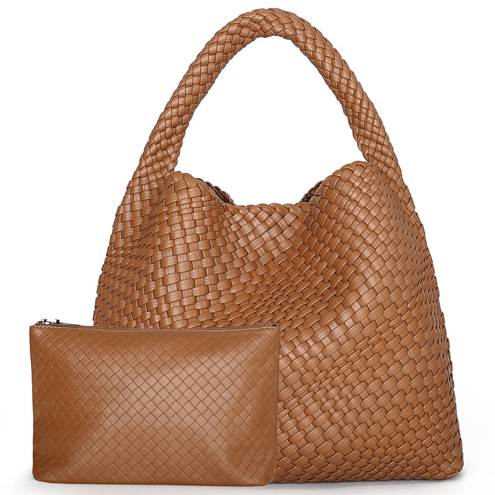 Damen Handtasche Geflochten | Große Umhängetasche für Arbeit, Reise & Sommer