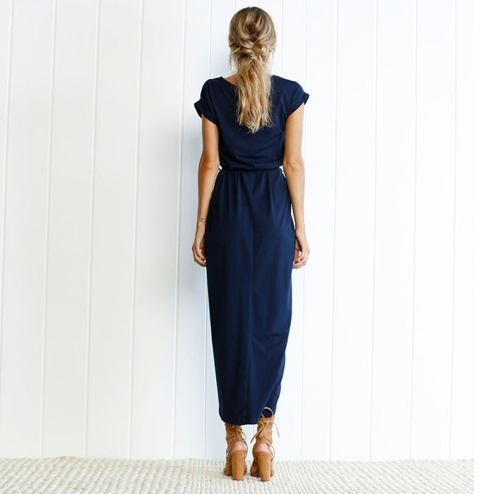 Nina Maxikleid mit Schleifendetail & Schlitz | Luftiges, locker sitzendes Kleid für Strand & Party