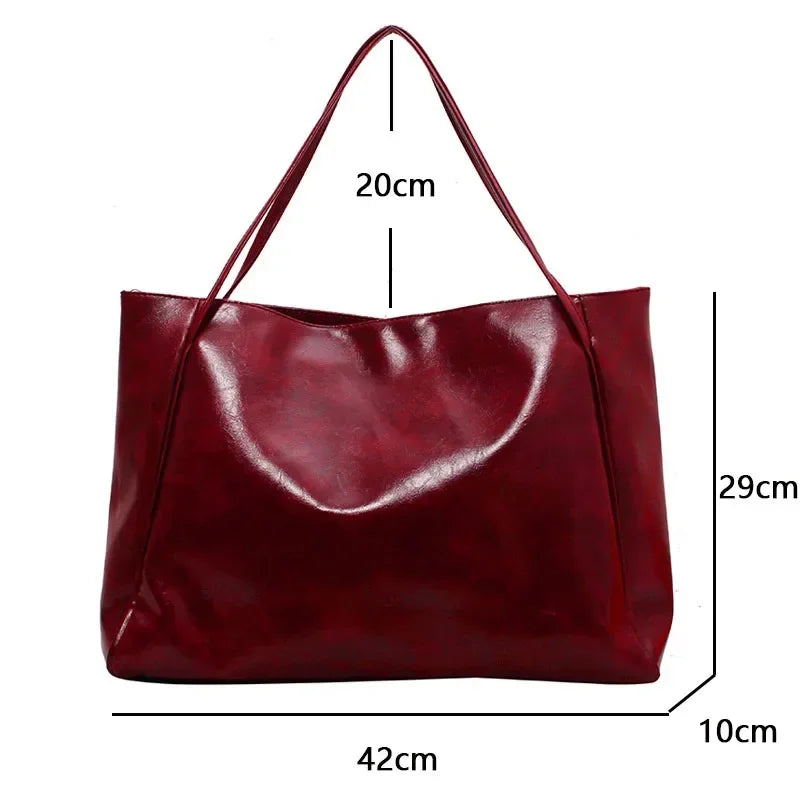 Damen Handtasche | PU-Leder Schultertasche Retro mit großer Kapazität