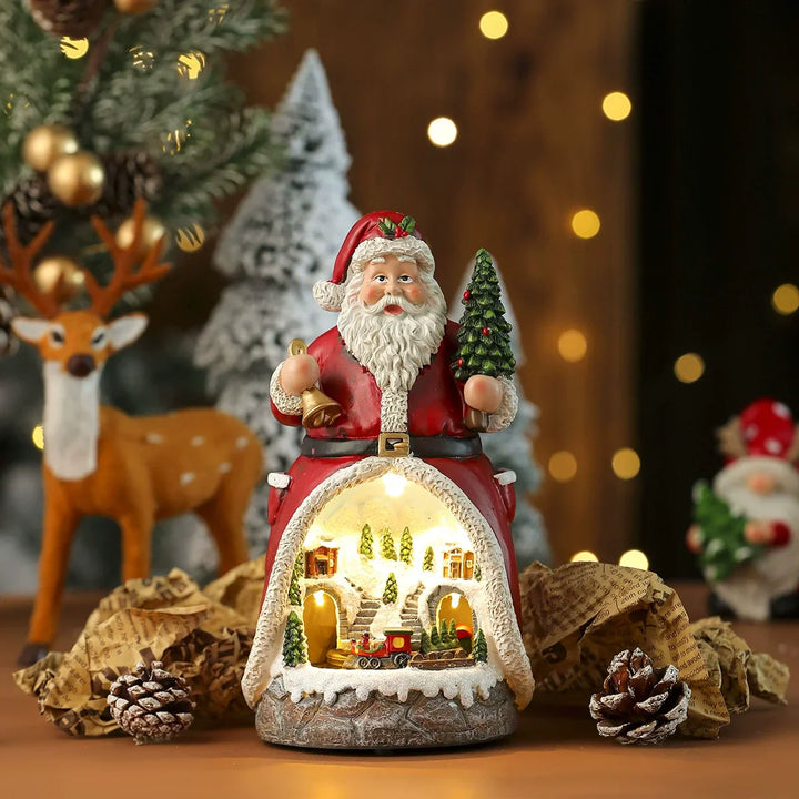 Weihnachtsdorf Schneedorf Figur - Lichter, Musik & rotierender Zug, USB/Batteriebetrieben