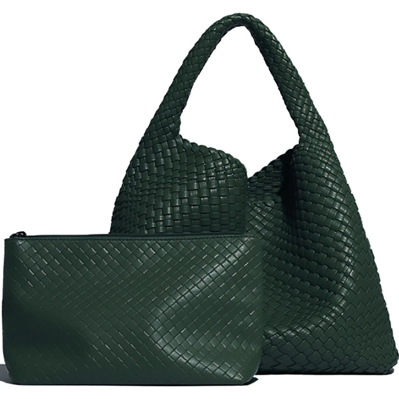Damen Handtasche Geflochten | Große Umhängetasche für Arbeit, Reise & Sommer