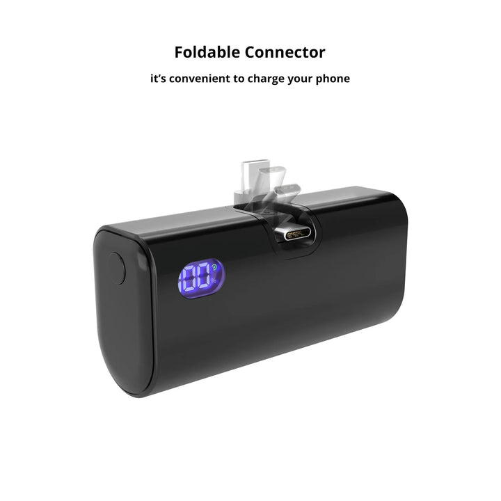 Liboer Faltbarer Externer Akku Schnellladung | 5000mAh USB-C oder Lightning LED-Bildschirm