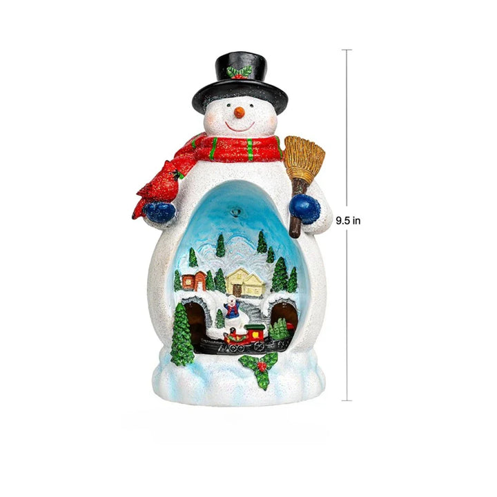Weihnachtsdorf Schneedorf Figur - Lichter, Musik & rotierender Zug, USB/Batteriebetrieben
