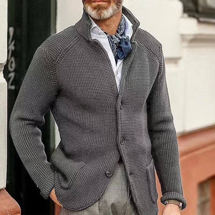 Strickjacke Herren mit Stehkragen | Grobstrick Cardigan für Herbst & Winter