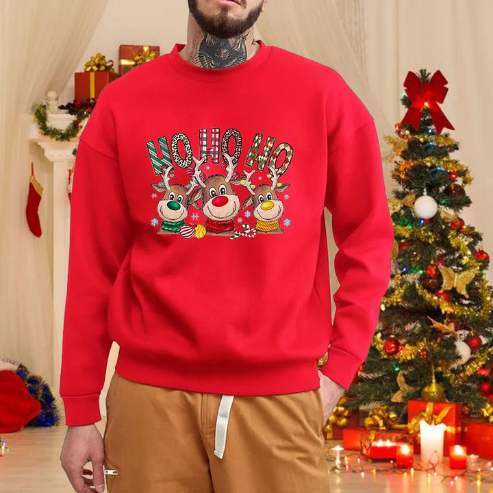 Weihnachtspulli Rundhalsausschnitt Männer | Elchmotiv Langarm