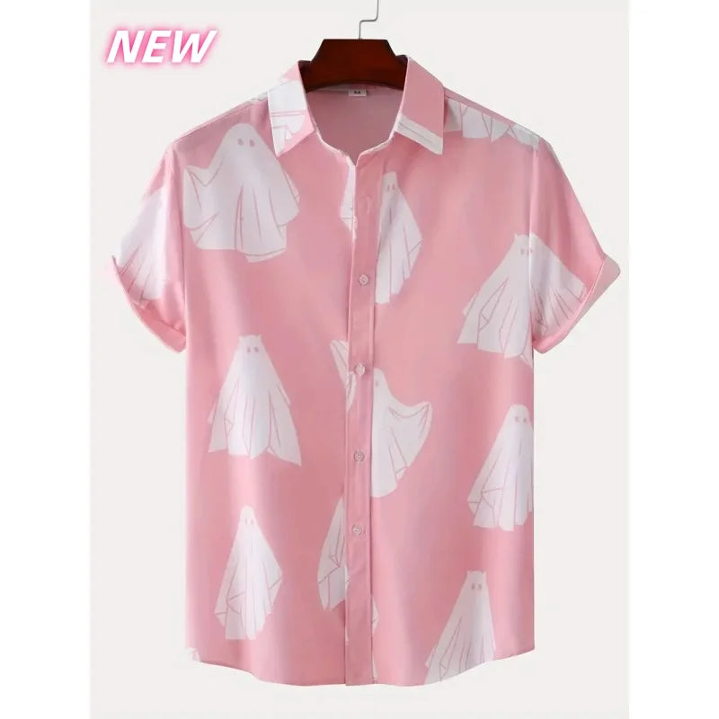 Halloween Aloha Shirt | 3D Geister & Skelett Print Kurzarmhemd im Streetwear-Stil