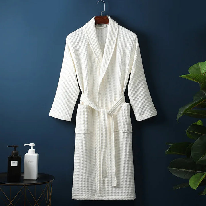 Leichter Und Atmungsaktiver Unisex Bademantel Mit Waffelstruktur