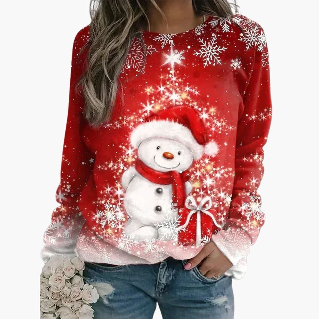 Sweatshirt Dame Rund Hals | Festligt Print Vinter