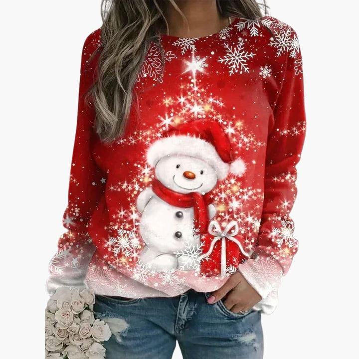 Sweatshirt Dame Rund Hals | Festligt Print Vinter