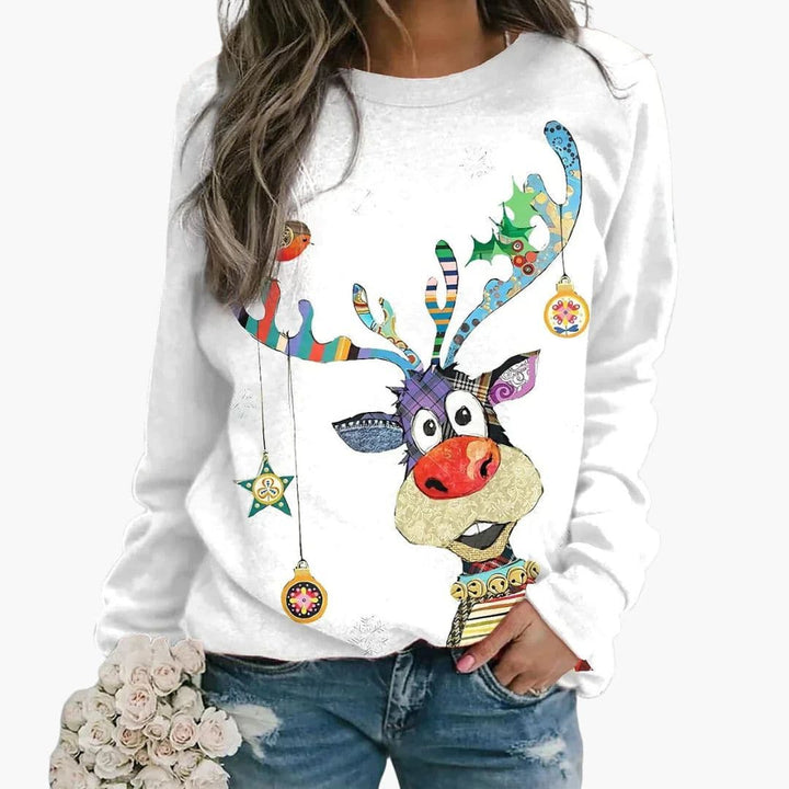 Sweatshirt Dame Rund Hals | Festligt Print Vinter