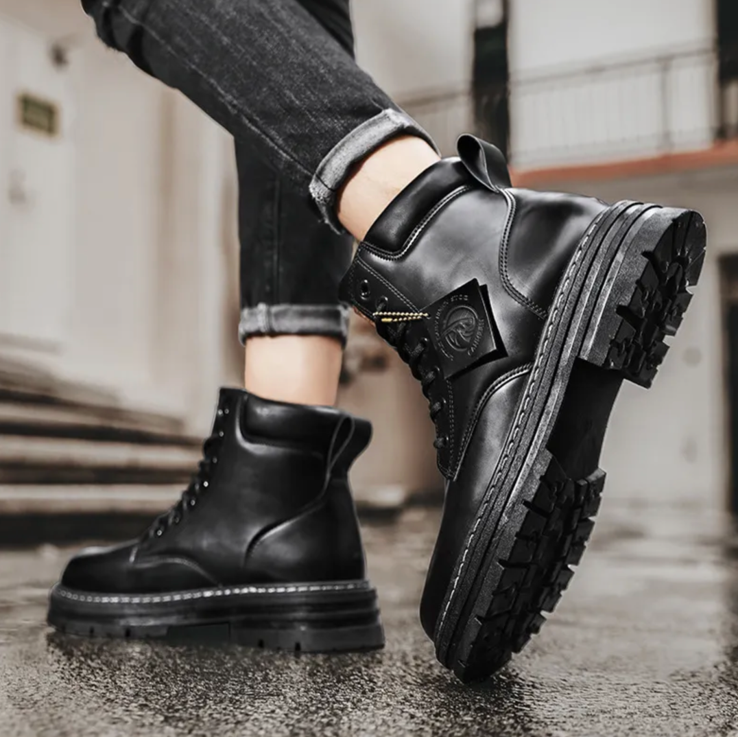 Schnürstiefel Herren Knöchelhoch | PU Leder Robuste Sohle Winter