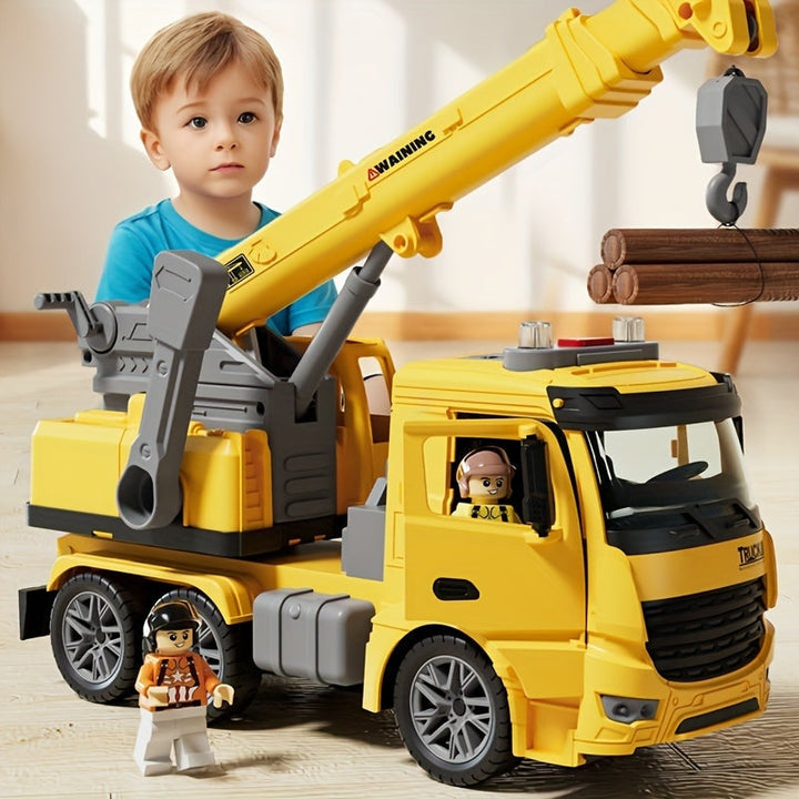 MegaLift Crane Truck Spielzeug mit Lichtern und Sound | Realistischer Bauwagen für Kinder