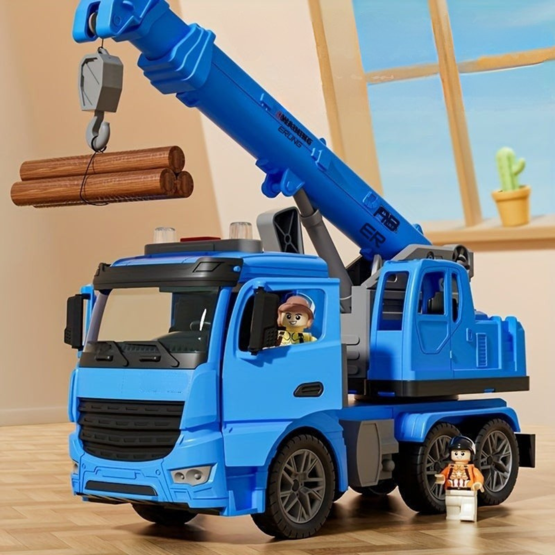 MegaLift Crane Truck Spielzeug mit Lichtern und Sound | Realistischer Bauwagen für Kinder