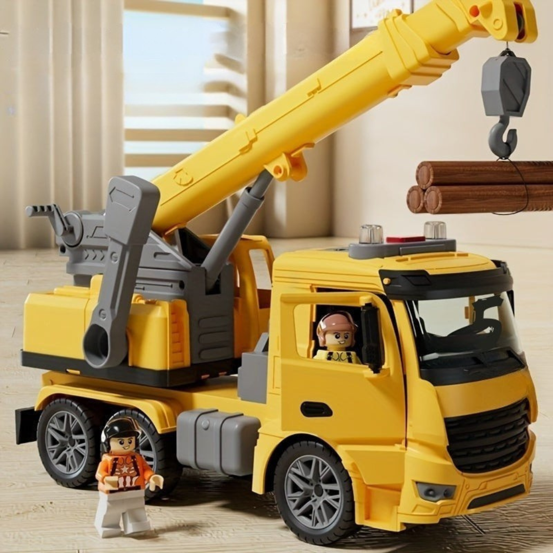 MegaLift Crane Truck Spielzeug mit Lichtern und Sound | Realistischer Bauwagen für Kinder