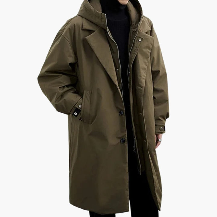 Herren Trenchcoat Reversible Kragen | Knopfverschluss Innenreißverschluss