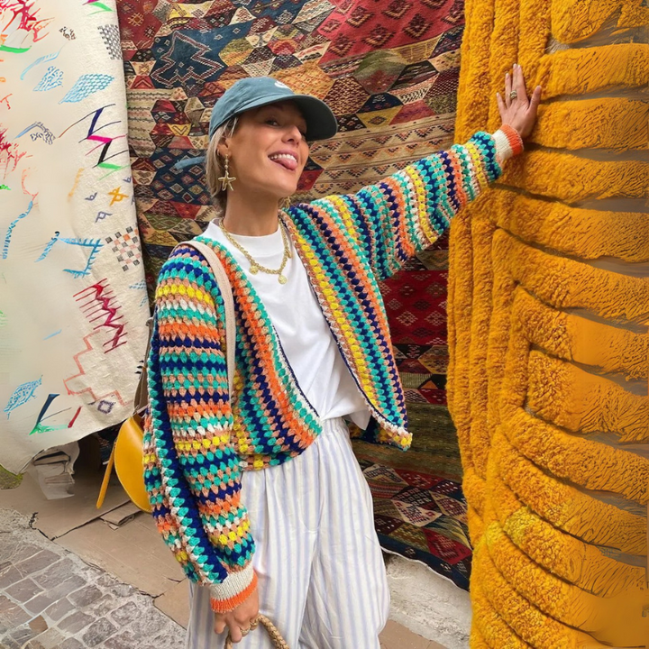 Daria Handgefertigte gehäkelte Strickjacke für Frauen | Bohemian Chic & Natürliche Eleganz