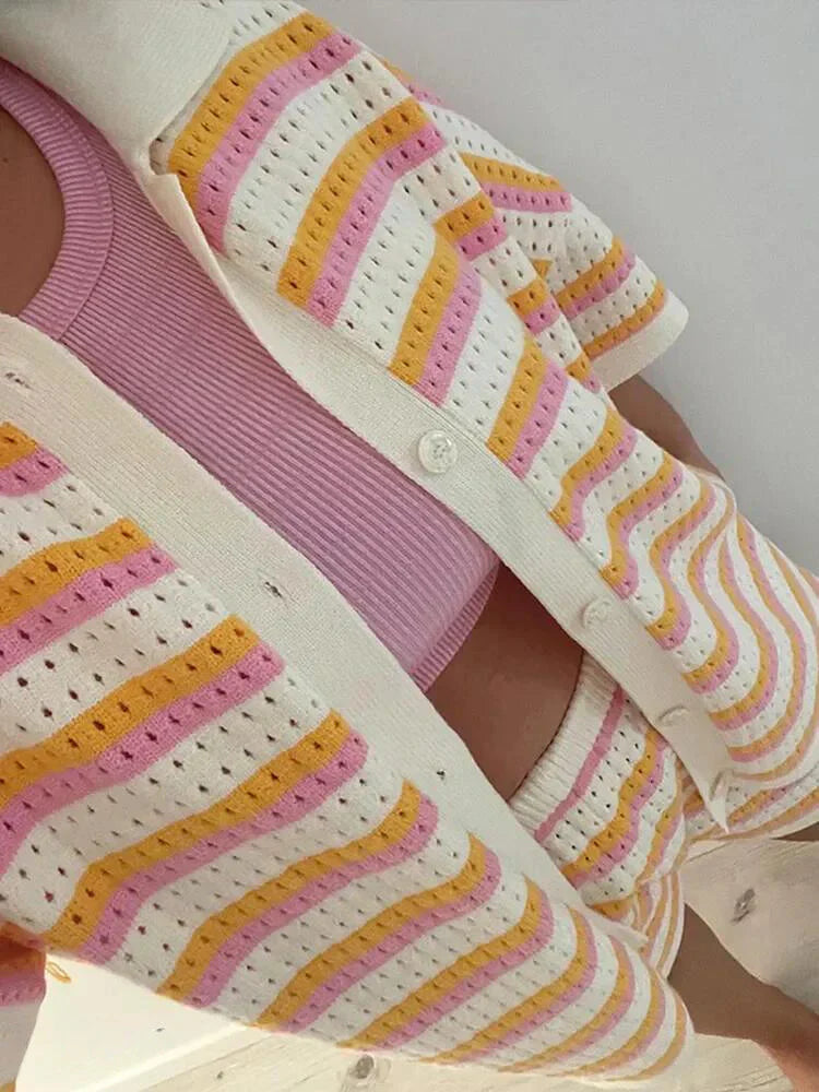 Jenica | Gestreiftes Sommerset mit Pastellfarben für Frauen - für Strand & Stadt