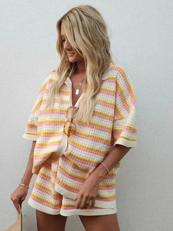 Jenica | Gestreiftes Sommerset mit Pastellfarben für Frauen - für Strand & Stadt