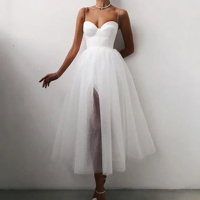 Fayette Women's Knielanges Abendkleid | Elegantes Bustier & Fließender Tüll