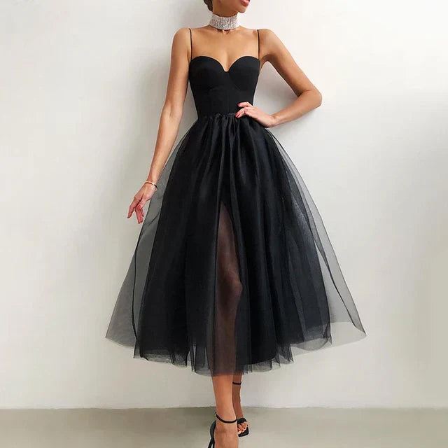 Fayette Women's Knielanges Abendkleid | Elegantes Bustier & Fließender Tüll