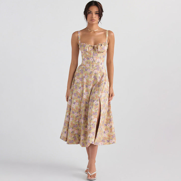 Korsett-Midikleid mit Schlitz | Elegante Passform | Verstellbare Träger