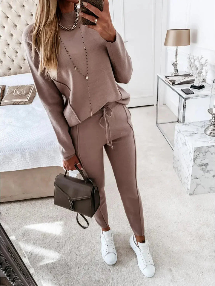 Sporty Chic Jogginganzug für Frauen | Lockere Passform, Kordelzug, 2-teilig, Bequemer Sweatsuit