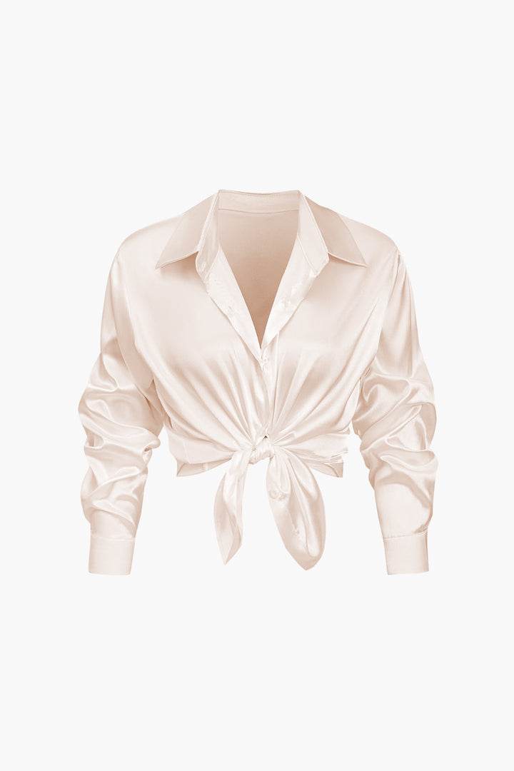 Lillian Satinbluse für Damen | Elegantes Langarmhemd mit lockerer Passform & zeitlosem Design