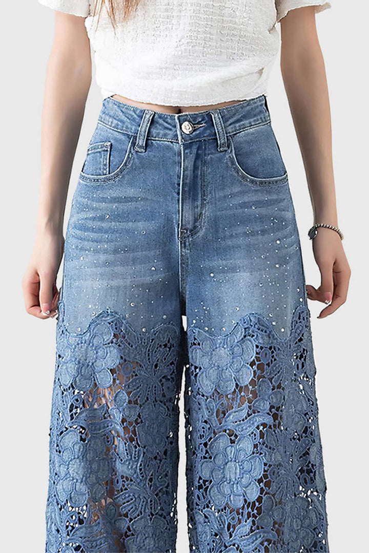 Valeria Skinny Damenjeans | Figurbetonte High-Waist Denim mit Spitzeinsatz & Stretch-Komfort