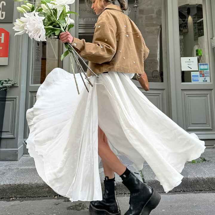 Lucie | Langer Rock aus fließendem Satin für Damen | Eleganz und Leichtigkeit für den Alltag