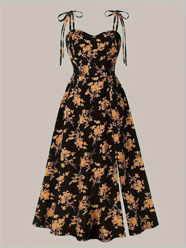 Lila Ärmelloses Blumenkleid für Frauen | Herz-Ausschnitt & Romantischer Stil