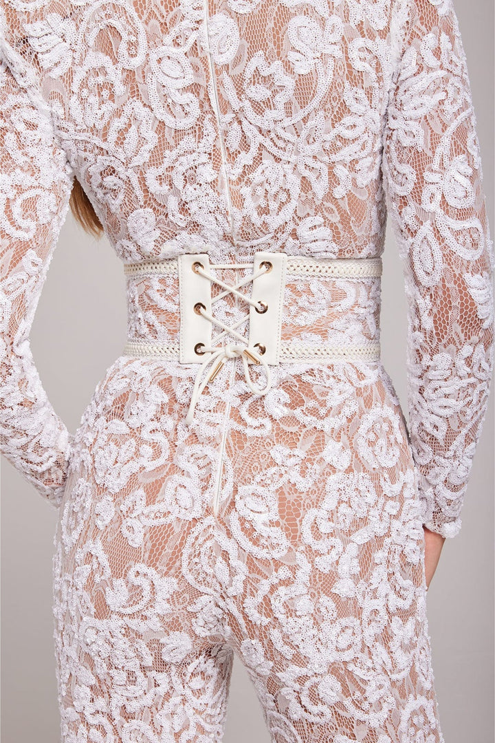 Marai | Jumpsuit mit Spitzendetails und fließenden Beinen