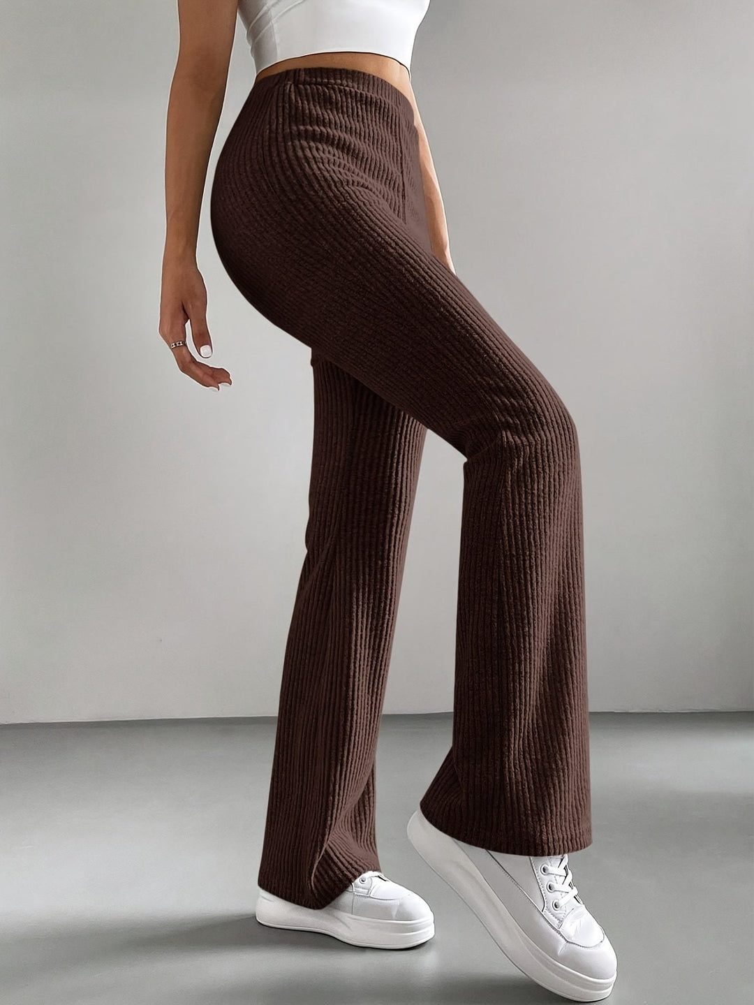 Anna Flare Leg Pants – Hohe Taille, Ausgestelltes Bein, Retro-Chic