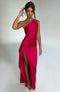 Jaida Abendkleid aus Satin | Asymmetrisches One-Shoulder Design mit hohem Schlitz und verstellbaren Trägern