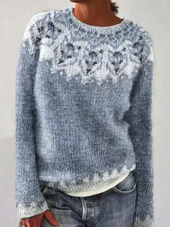 Victoria | Herbstpullover für Damen – Nordisches Muster, Weiche Wollmischung, Warm und Bequem