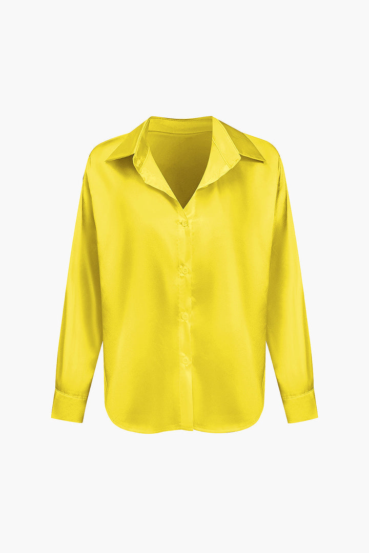 Lillian Satinbluse für Damen | Elegantes Langarmhemd mit lockerer Passform & zeitlosem Design