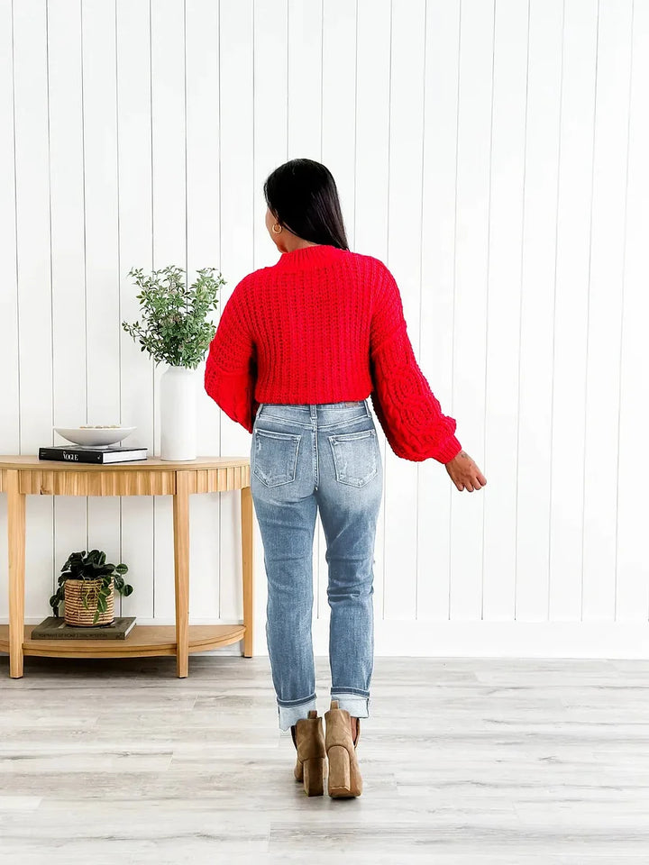 Zerrissene Boyfriend Jeans mit Bündchen