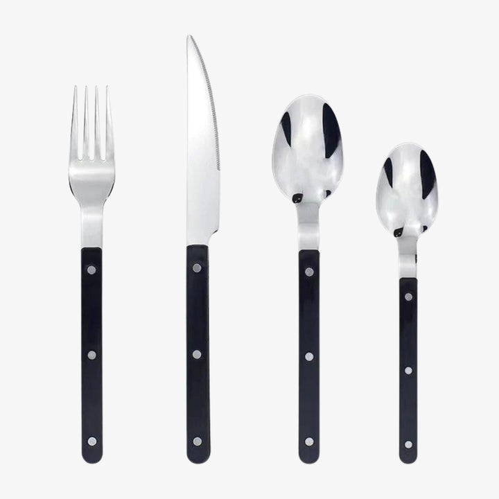 24-teiliges Edelstahl-Besteckset mit Gravur-Design – BistroLine