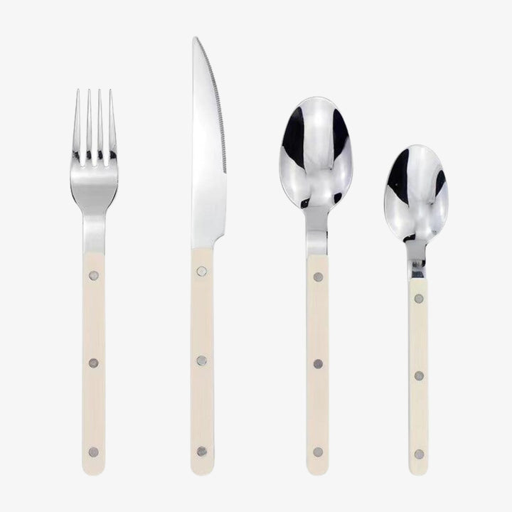 24-teiliges Edelstahl-Besteckset mit Gravur-Design – BistroLine