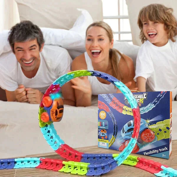 Flexible Rennstrecke mit LED-Auto | Interaktives Kinderspielzeug