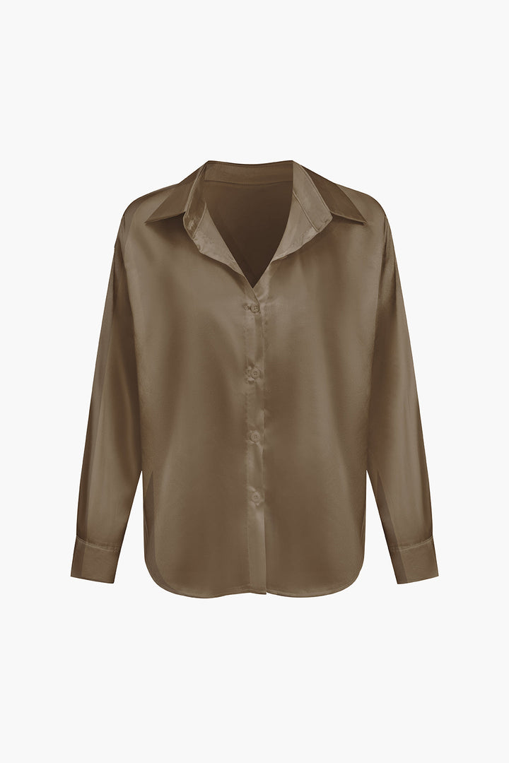 Lillian Satinbluse für Damen | Elegantes Langarmhemd mit lockerer Passform & zeitlosem Design
