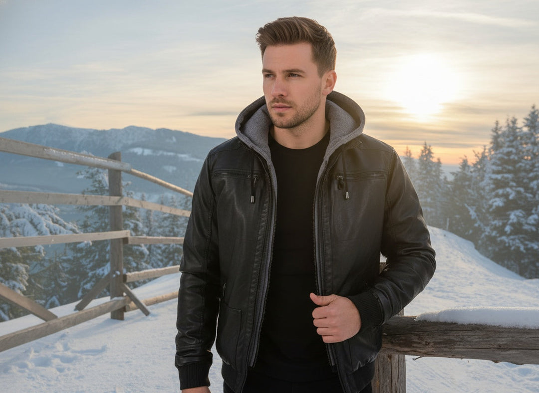 Jacke Herren Lederjacke | Klassischer Schnitt Zeitgemäß Winddicht