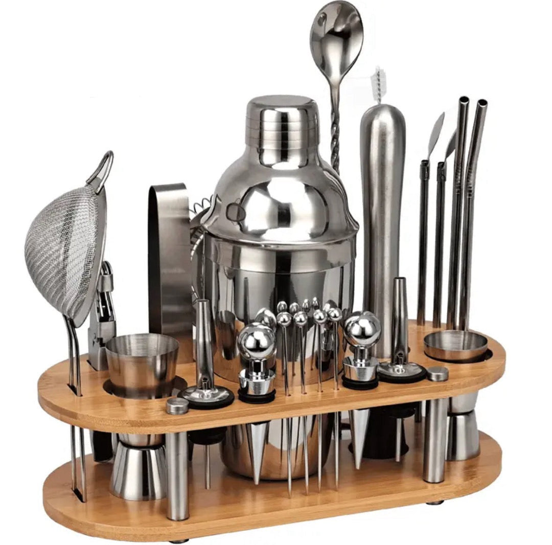 23-teiliges professionelles Cocktail-Set aus Edelstahl – ShakerPro Barkeeper-Set mit Zubehör