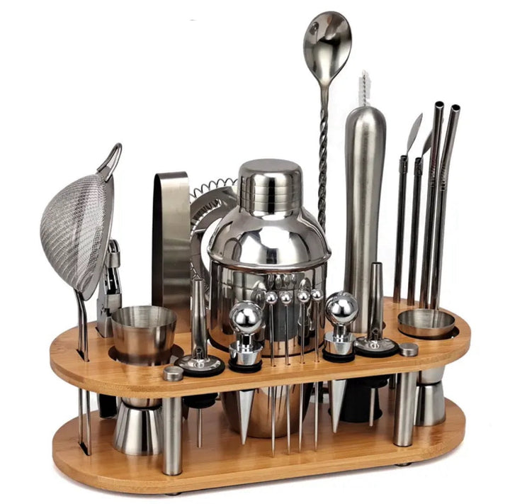23-teiliges professionelles Cocktail-Set aus Edelstahl – ShakerPro Barkeeper-Set mit Zubehör