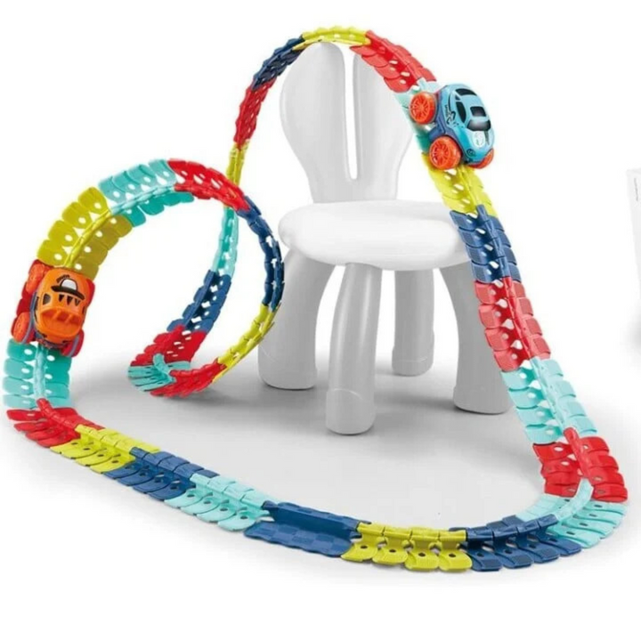 Flexible Rennstrecke mit LED-Auto | Interaktives Kinderspielzeug