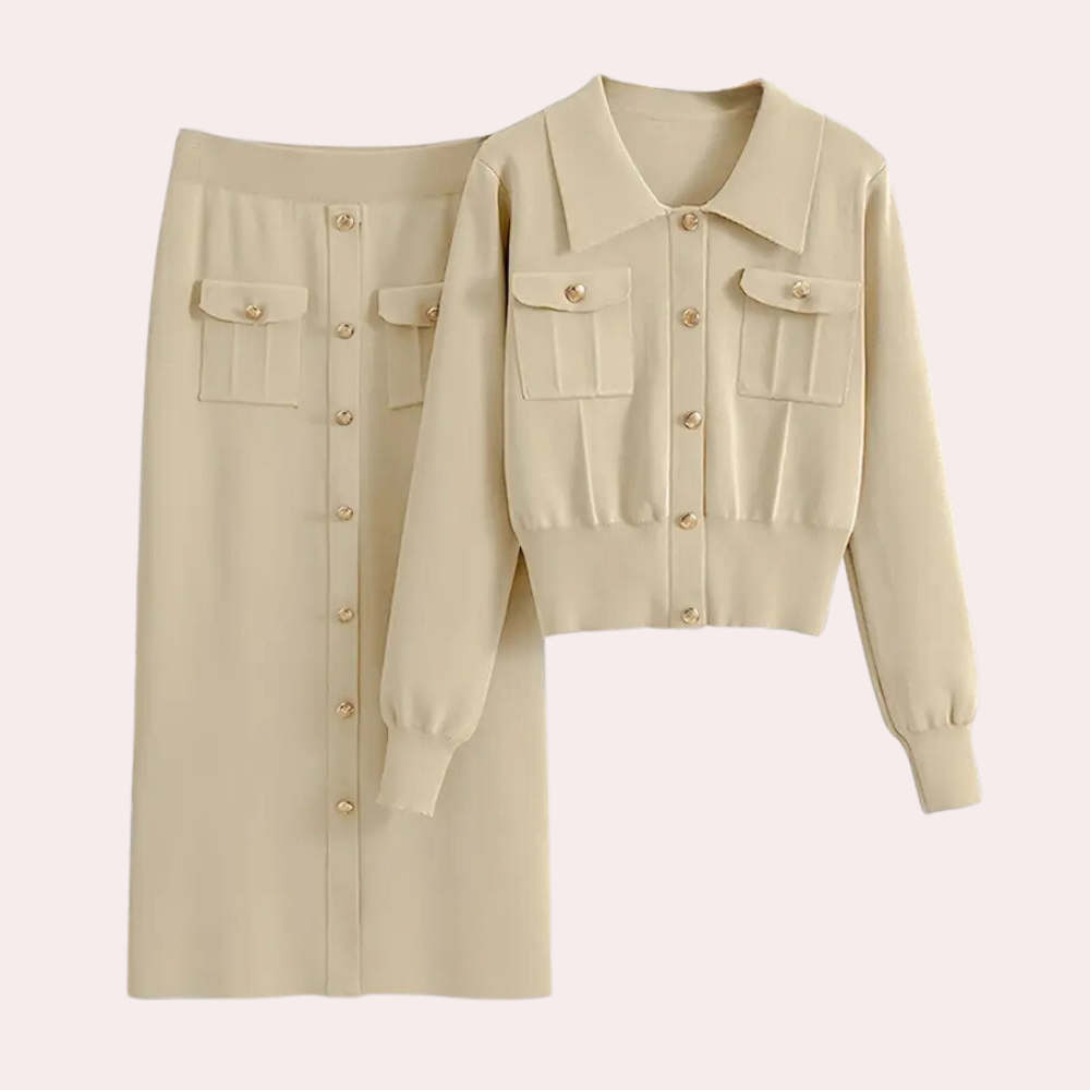 Celeste Zweiteiliges Damen-Outfit | Geknöpft & Elegant Style